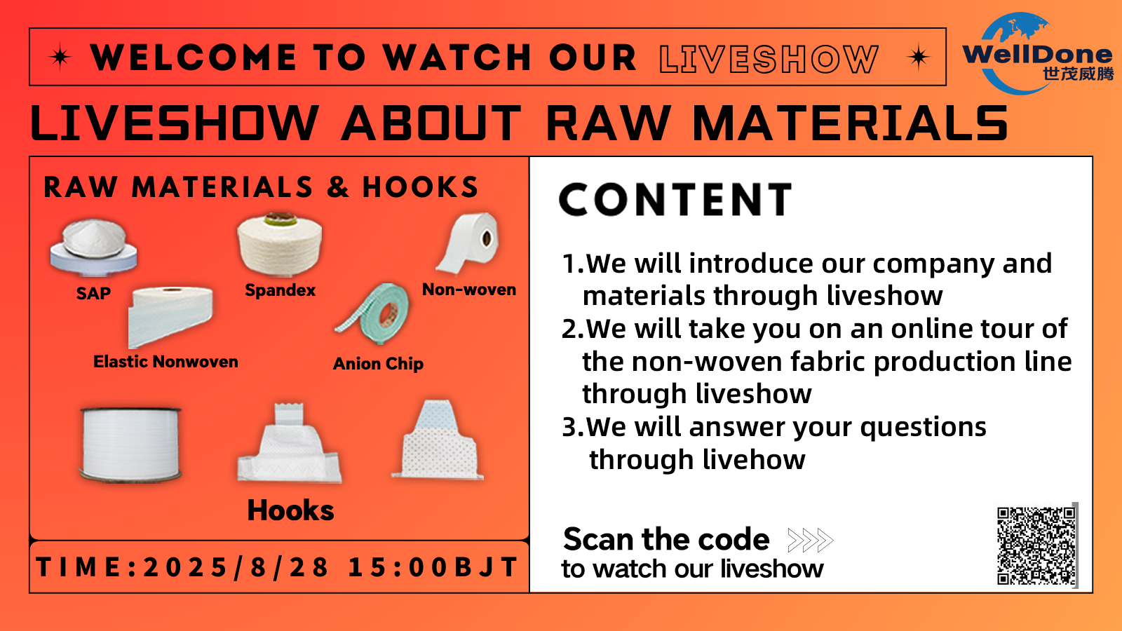 Livestream Invitation: Explore Hygiene Raw Materials with Welldone Machinery