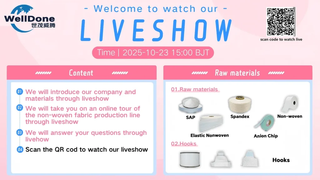 Welldone Live Show — Explore Hygiene Product Raw Materials in Real Time