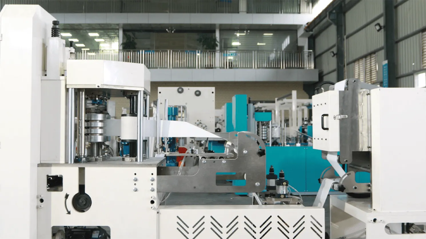 Industrial paper and tissue machine operating inside the Welldone production workshop