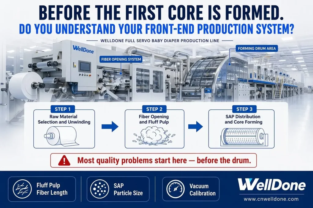 baby-diaper-machine-raw-material-core-forming-front-end-production-system-welldone