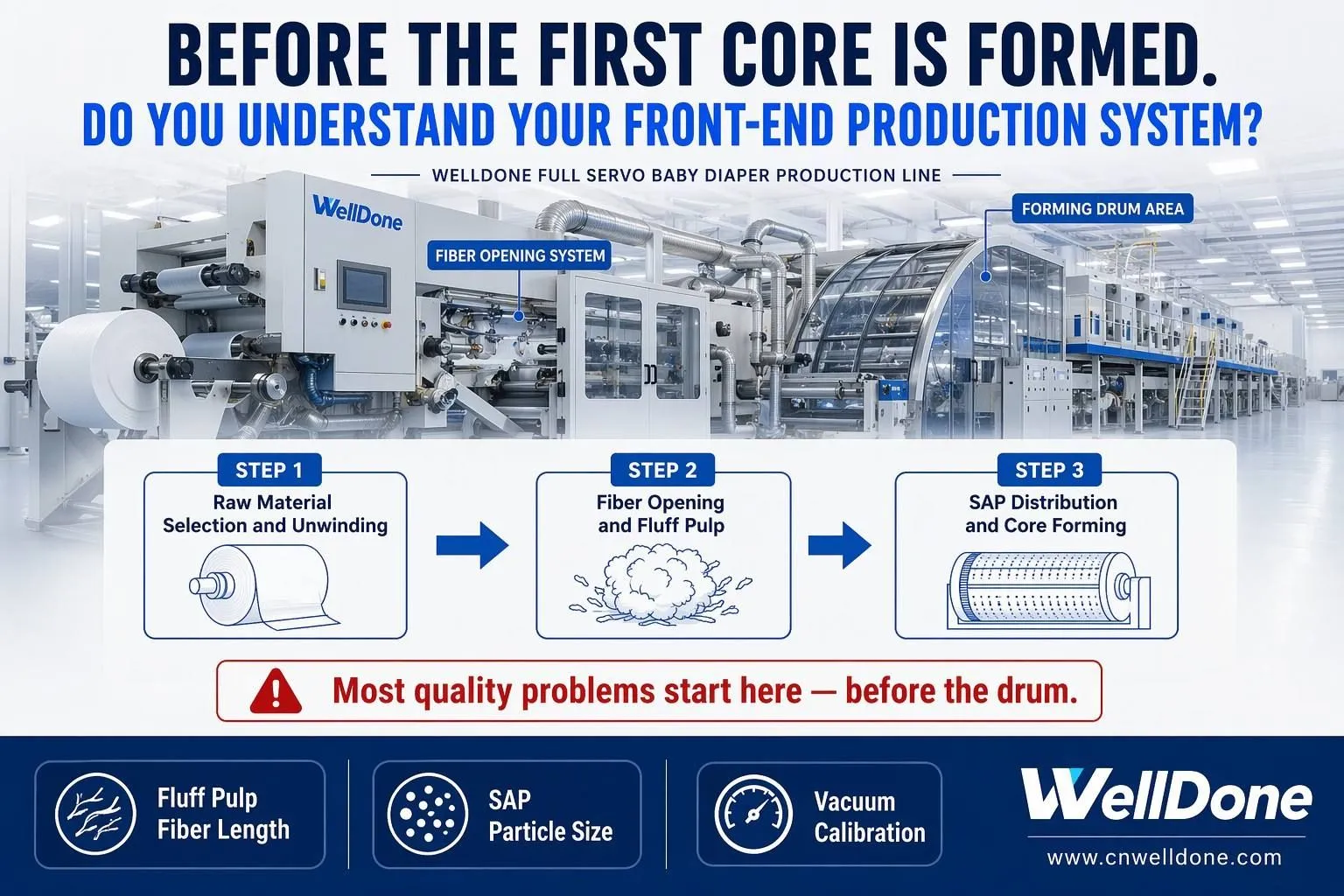 baby-diaper-machine-raw-material-core-forming-front-end-production-system-welldone