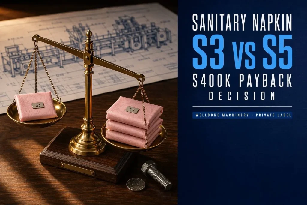 sanitary-napkin-machine-s3-vs-s5-line-payback-decision-welldone-machinery.webp