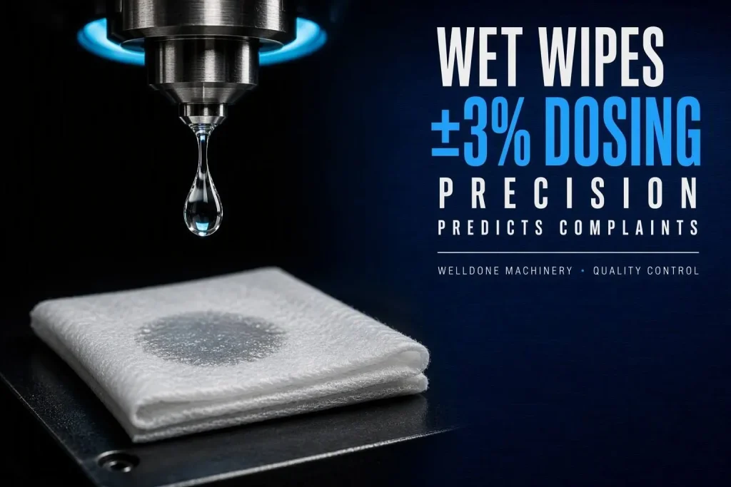 wet-wipes-liquid-dosing-precision-tolerance-quality-control-welldone-machinery